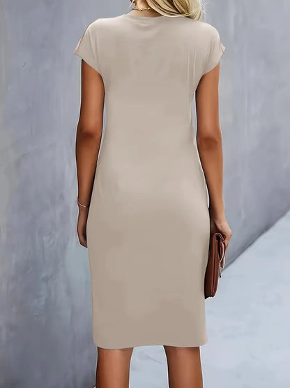 Cap Sleeve Ruched Dress