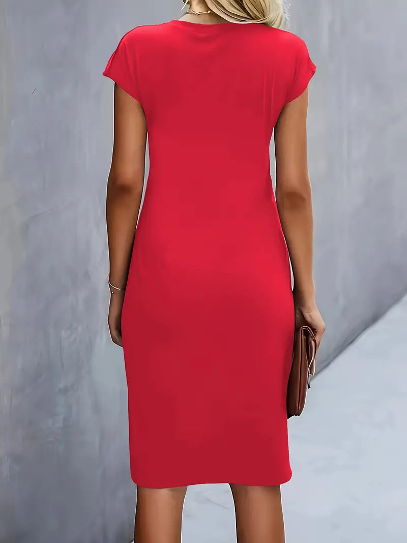 Cap Sleeve Ruched Dress