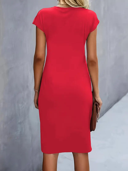 Cap Sleeve Ruched Dress