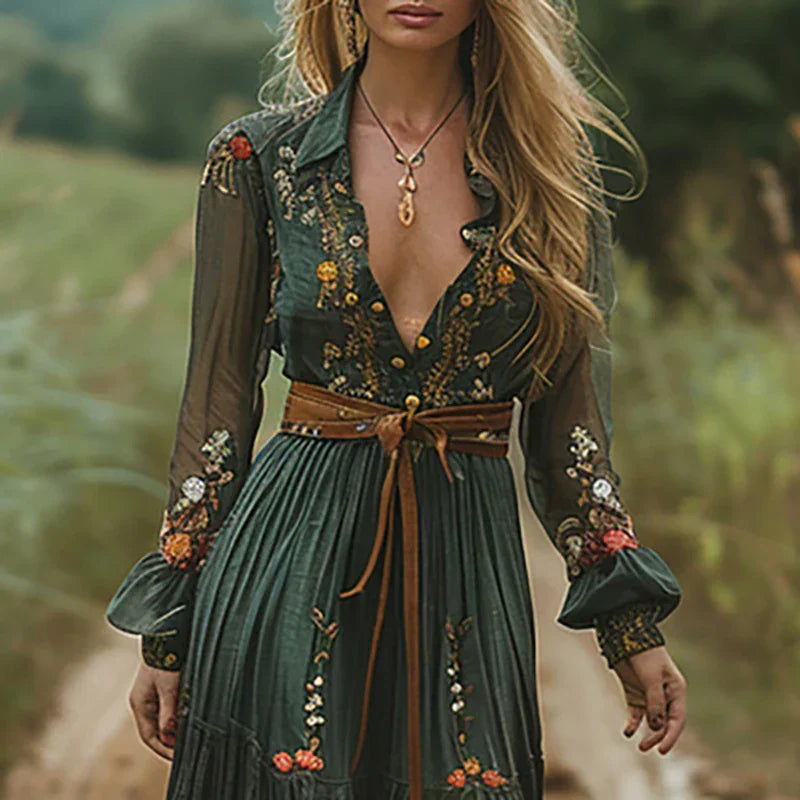 Floral Printed Long Sleeve Maxi Dress