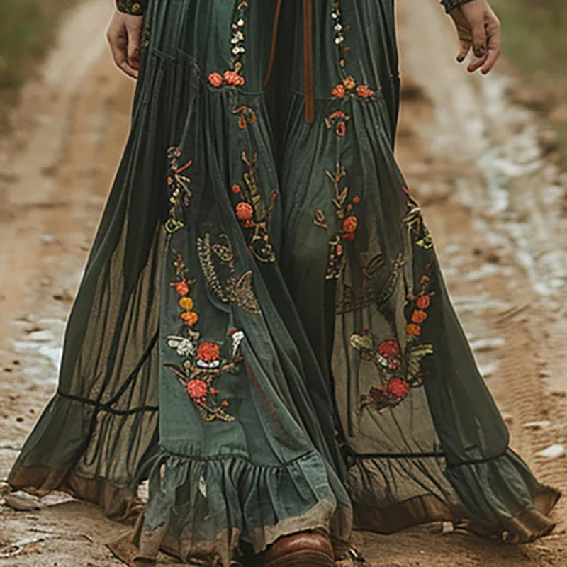 Floral Printed Long Sleeve Maxi Dress