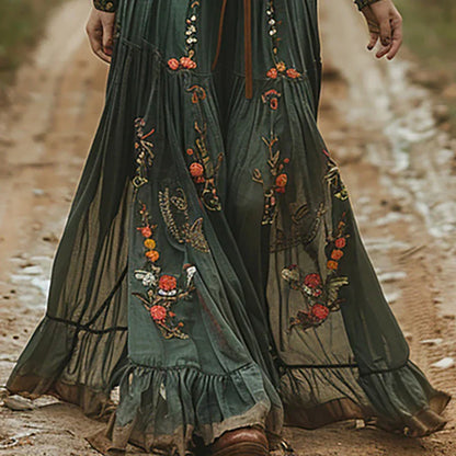 Floral Printed Long Sleeve Maxi Dress