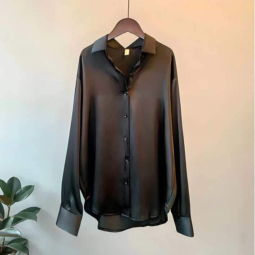 Solid Button Down Collared Blouse