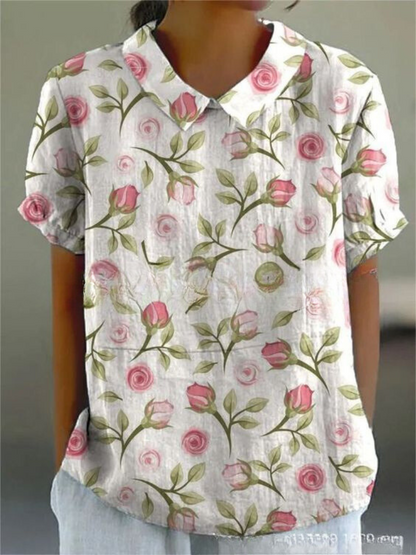 Short Sleeved Collared Printed Shirt