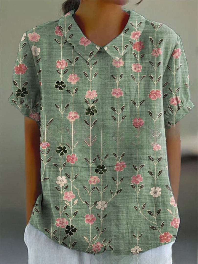 Short Sleeved Collared Printed Shirt