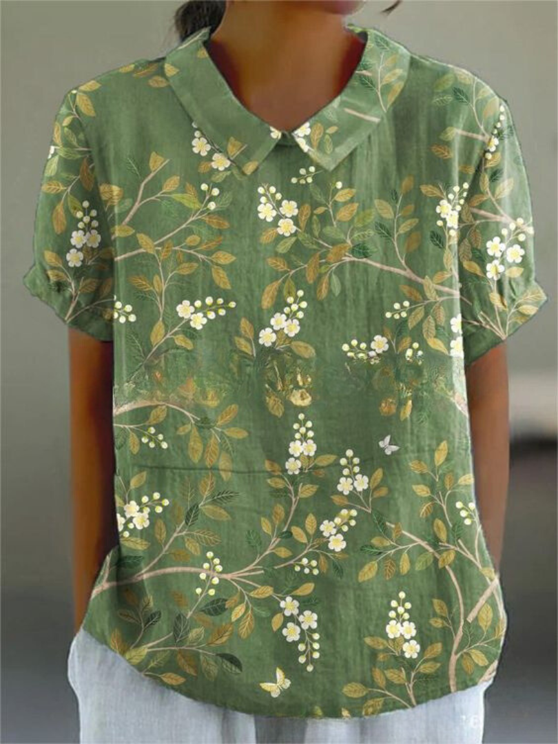 Short Sleeved Collared Printed Shirt