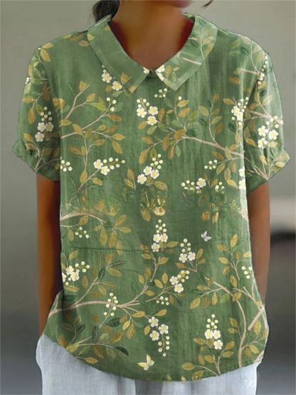 Short Sleeved Collared Printed Shirt
