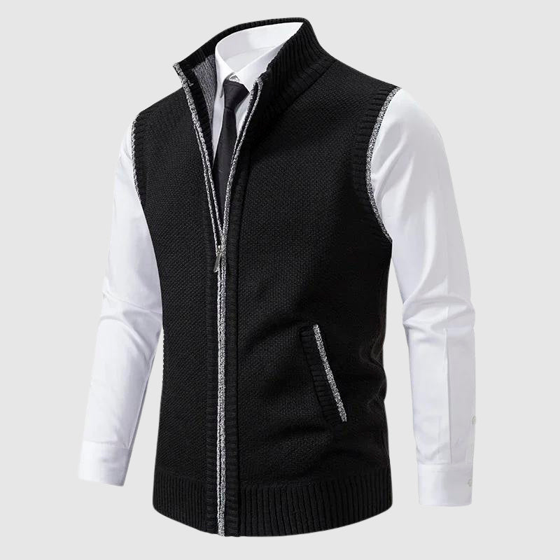 Zip-Up Sweater Vest Side Pocket | Men