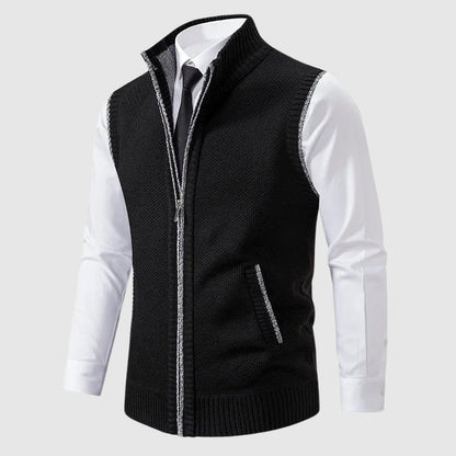 Zip-Up Sweater Vest Side Pocket | Men