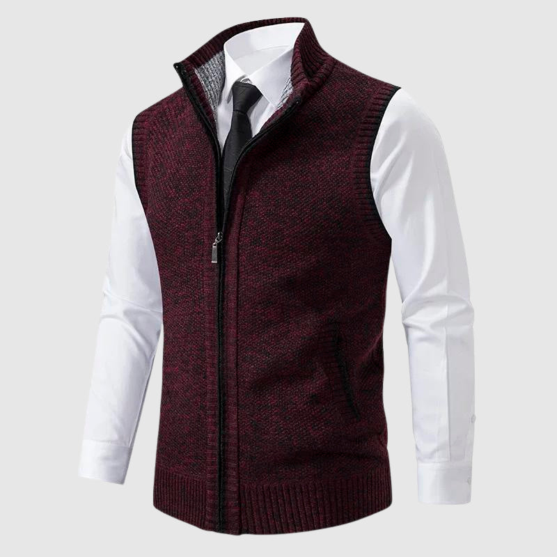 Zip-Up Sweater Vest Side Pocket | Men