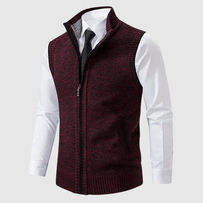 Zip-Up Sweater Vest Side Pocket | Men