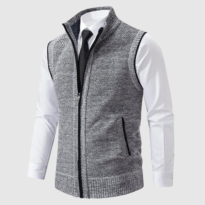 Zip-Up Sweater Vest Side Pocket | Men