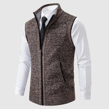Zip-Up Sweater Vest Side Pocket | Men