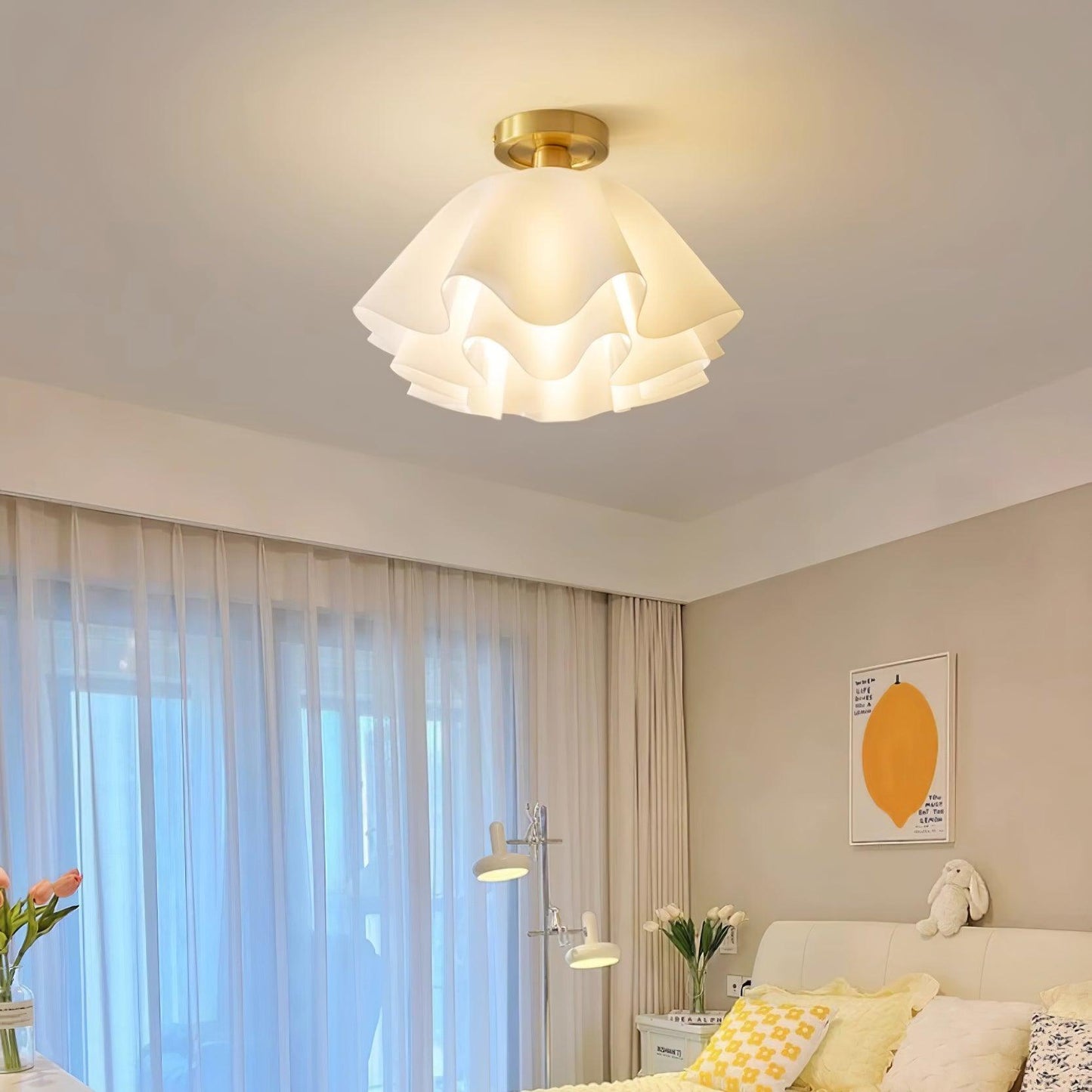Cascading Petal Silhouette Flush Mount Ceiling Light