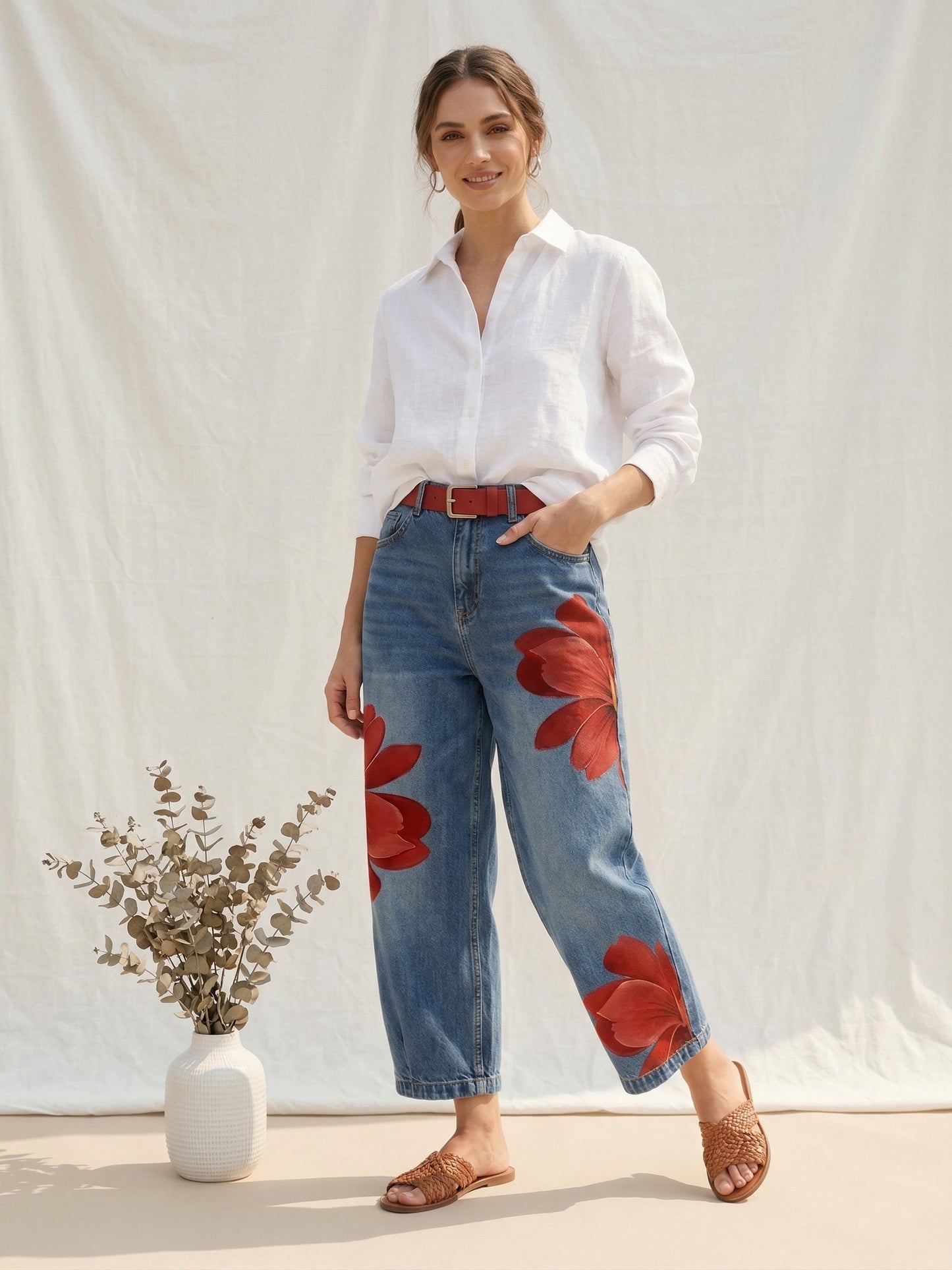 Floral Printed High Waist Trousers