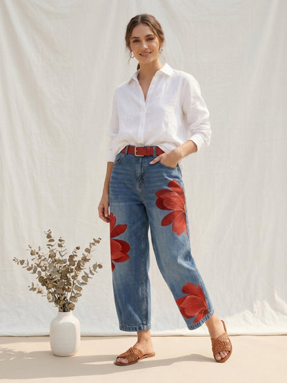 Floral Printed High Waist Trousers
