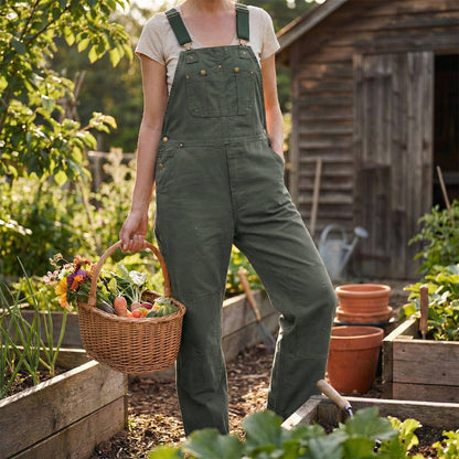 Long Buttoned Pocketed Strappy Jumpsuit