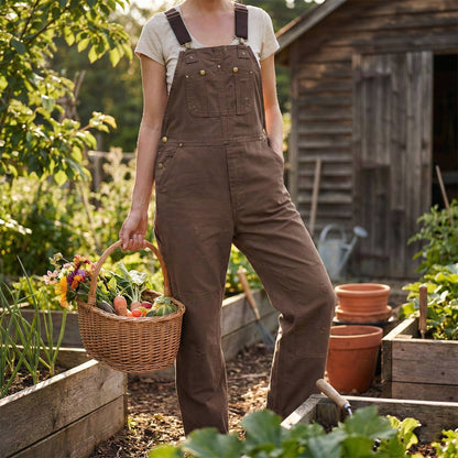 Long Buttoned Pocketed Strappy Jumpsuit