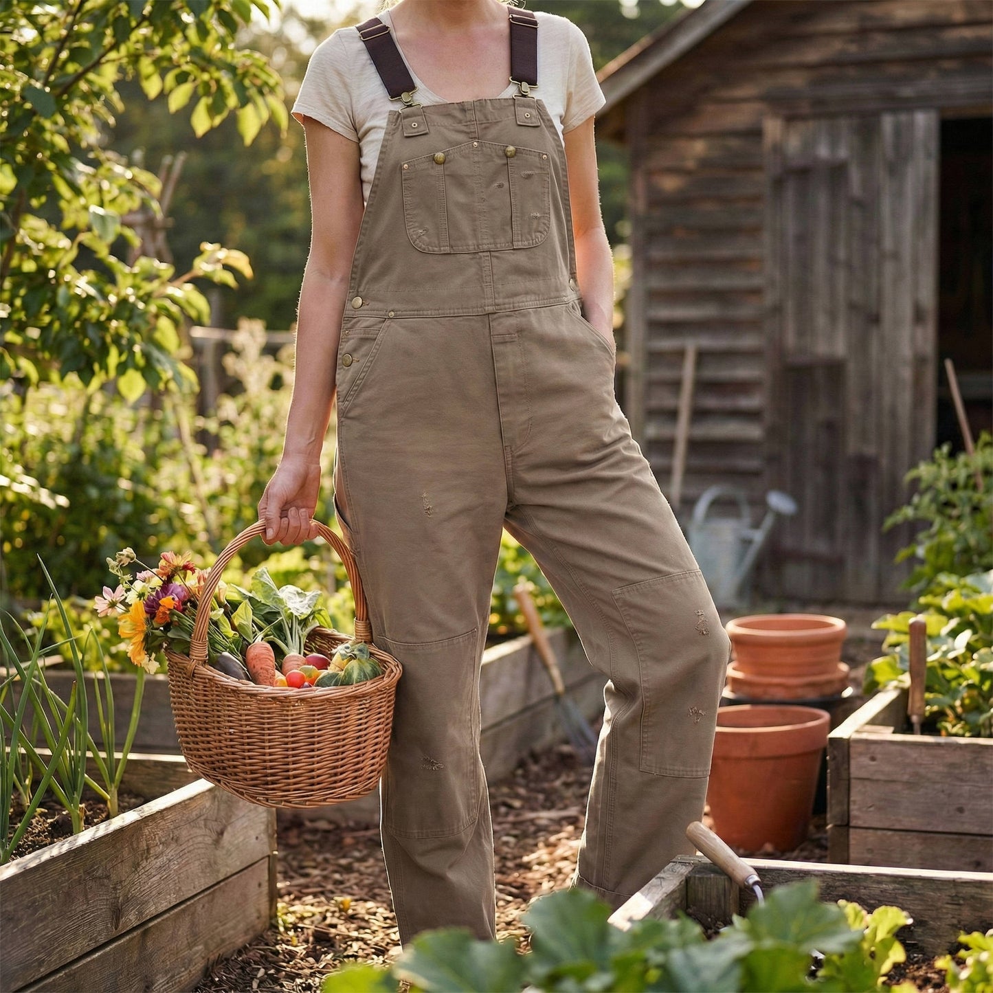 Long Buttoned Pocketed Strappy Jumpsuit
