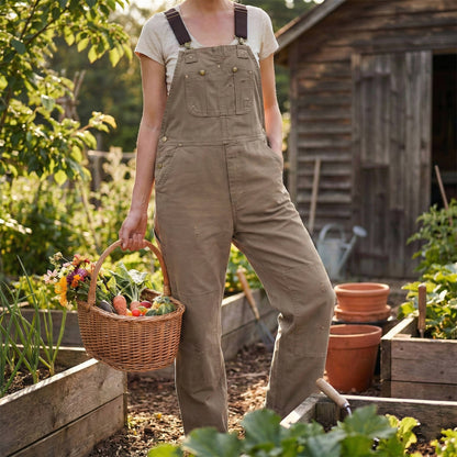 Long Buttoned Pocketed Strappy Jumpsuit