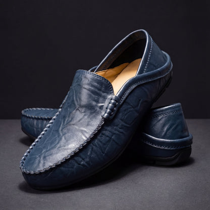 Grained Upper Low Top Slip On Flat Loafers
