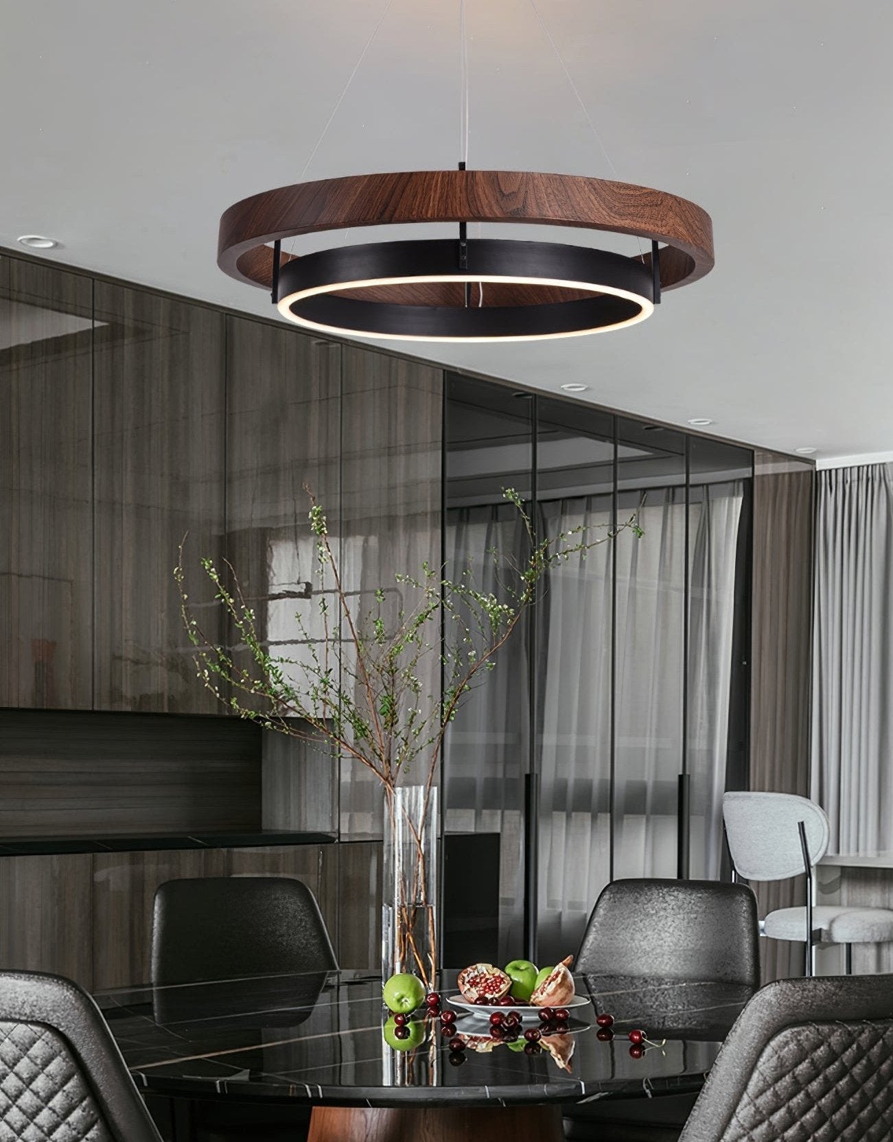 Dual-Tier Circular Halo Chandelier