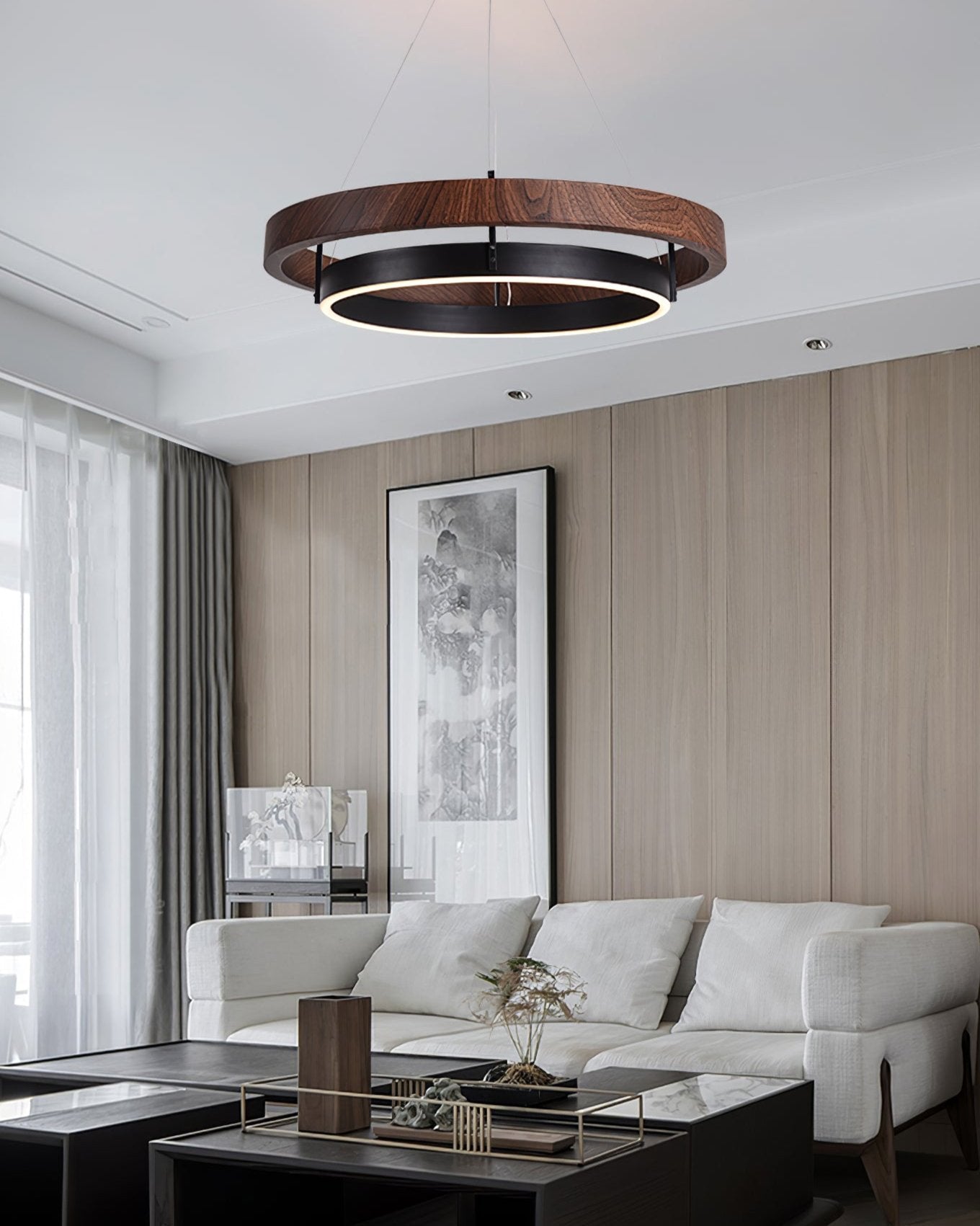 Dual-Tier Circular Halo Chandelier