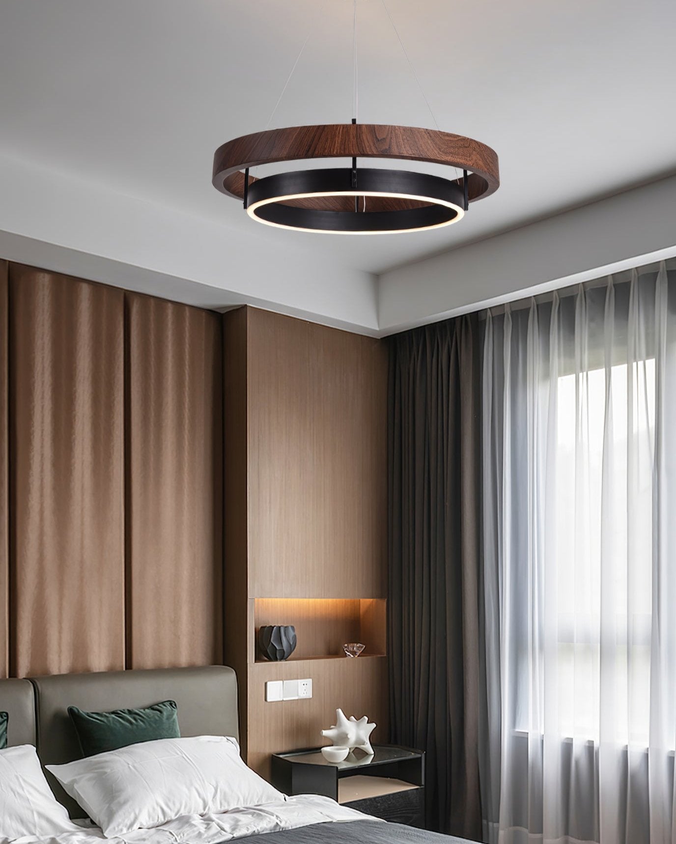Dual-Tier Circular Halo Chandelier