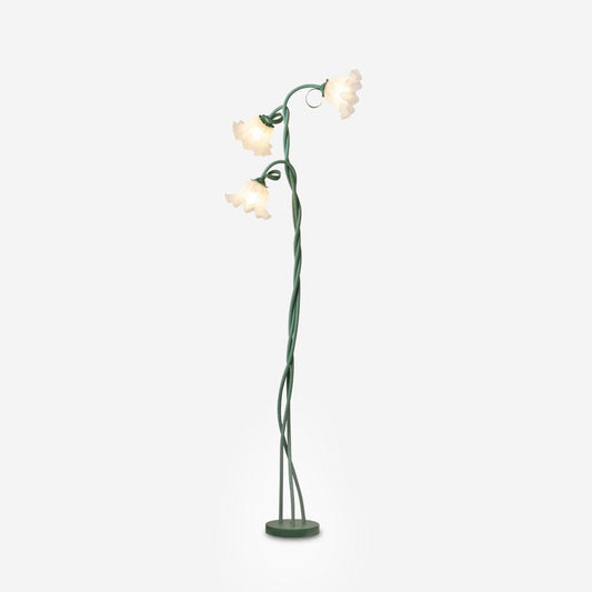 Triple Floral Head Floor Lamp with Twisted Stem