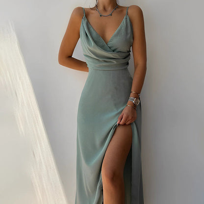 V-Neck Slit Maxi Dress