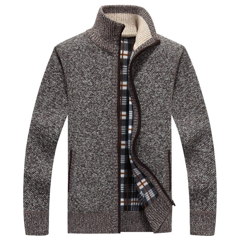 Textured Collared Zippered Pocketed Ribbed Jacket
