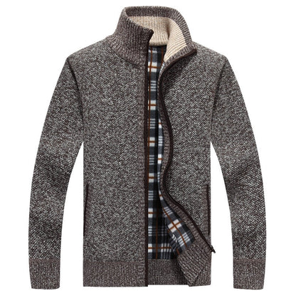 Textured Collared Zippered Pocketed Ribbed Jacket