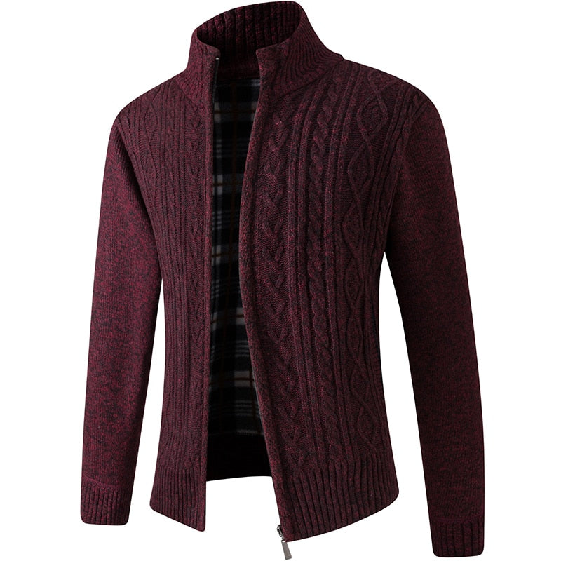 Textured Collared Zippered Pocketed Ribbed Jacket