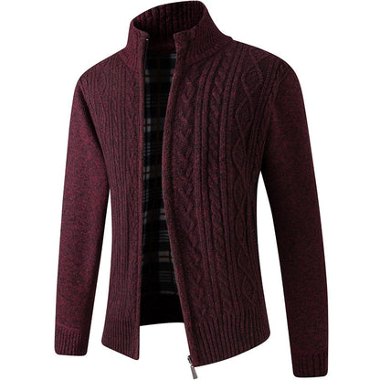 Textured Collared Zippered Pocketed Ribbed Jacket