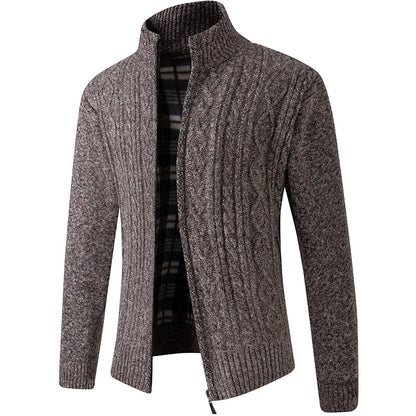 Textured Collared Zippered Pocketed Ribbed Jacket