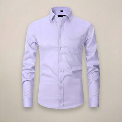 Slim Fit Solid Single Pocket Point Collar Button Down Shirt