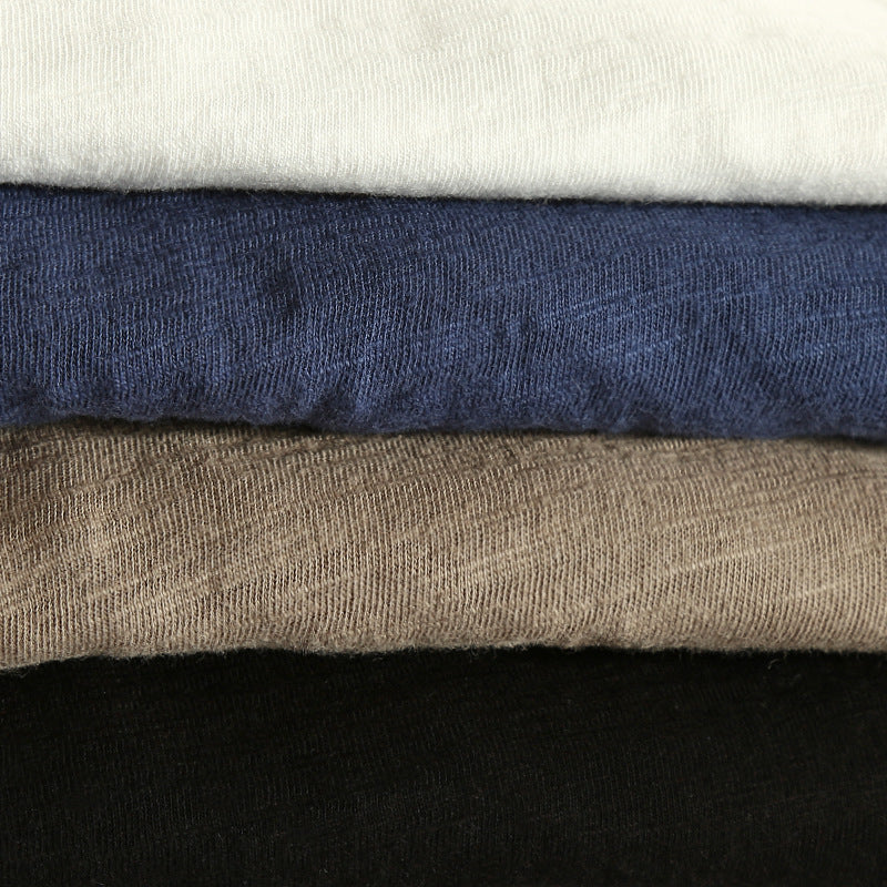 Long Sleeved V Neck Slubbed Standard Sleeve Shirt