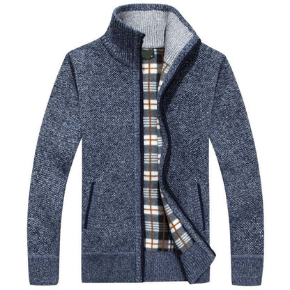 Textured Collared Zippered Pocketed Ribbed Jacket