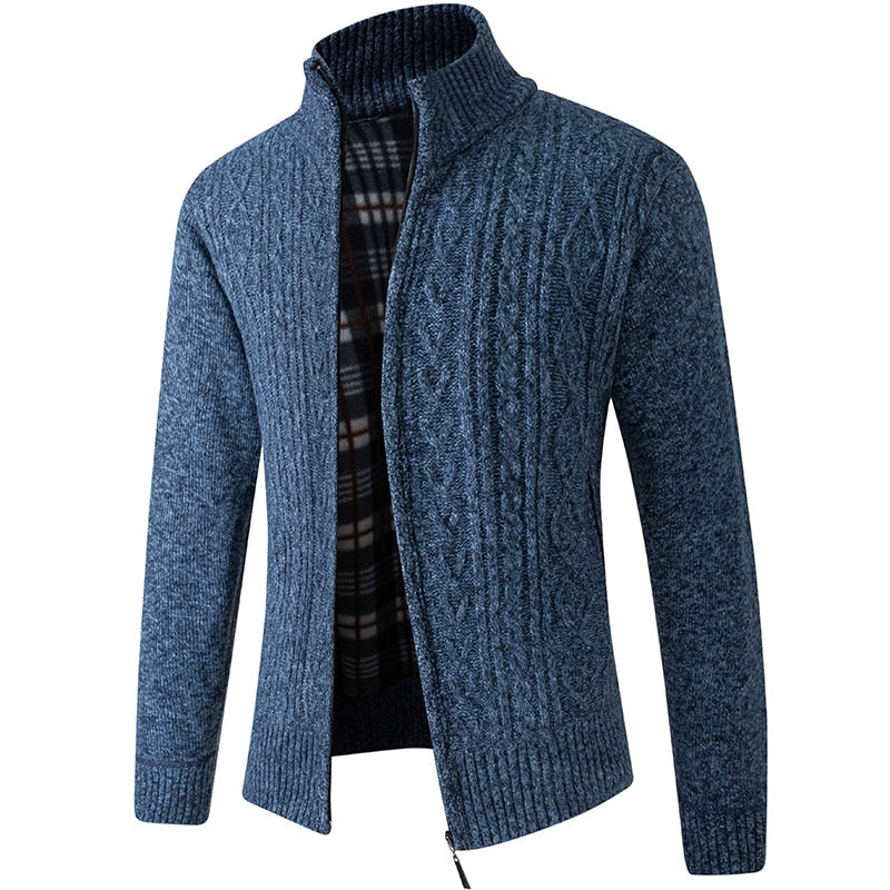 Textured Collared Zippered Pocketed Ribbed Jacket