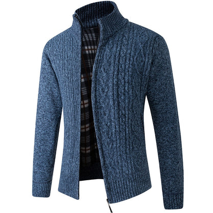 Textured Collared Zippered Pocketed Ribbed Jacket