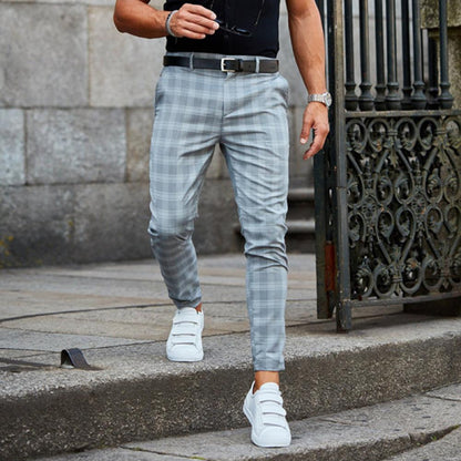 Plaid Slim Looped Tailored Ankle Trousers