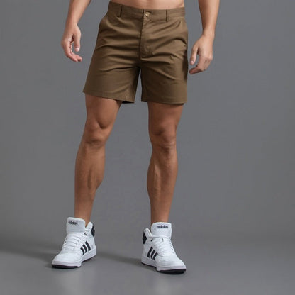 Buttoned Pocketed Looped Fitted Structured Straight Shorts