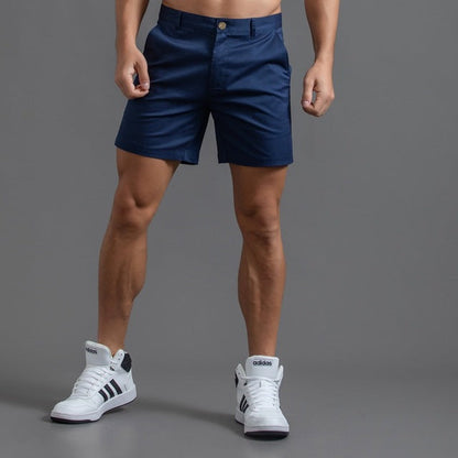 Buttoned Pocketed Looped Fitted Structured Straight Shorts