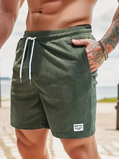Fitted Ribbed Drawstring Side Pocket Waist Shorts