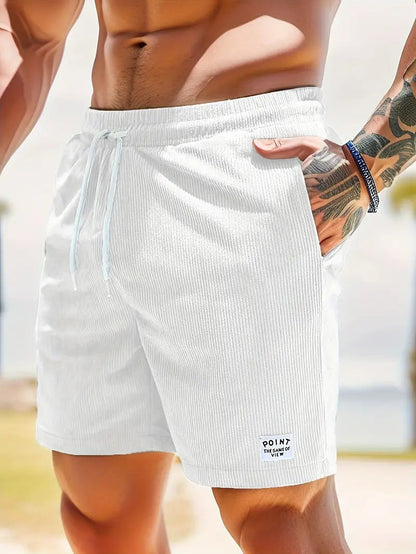 Fitted Ribbed Drawstring Side Pocket Waist Shorts