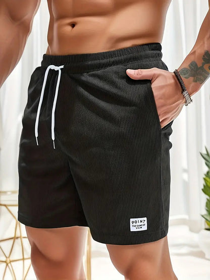 Fitted Ribbed Drawstring Side Pocket Waist Shorts