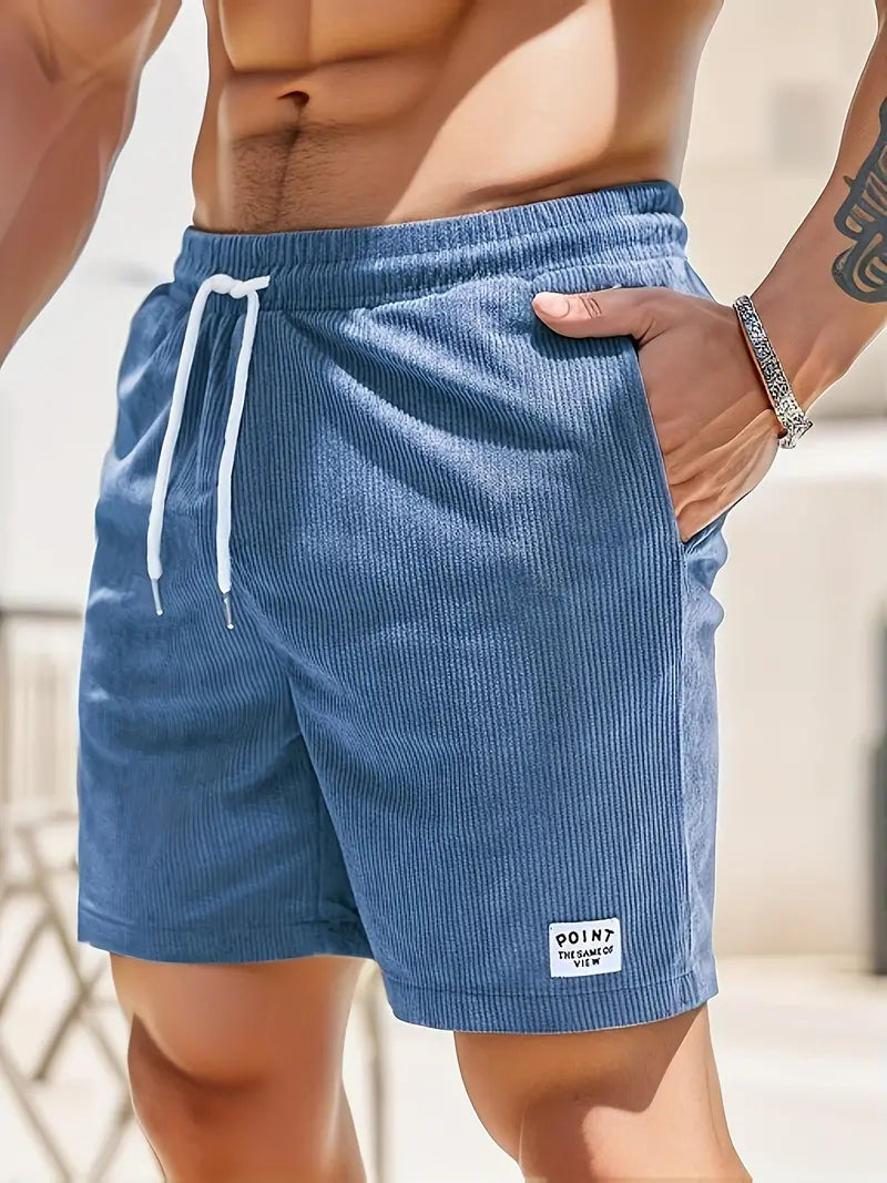 Fitted Ribbed Drawstring Side Pocket Waist Shorts