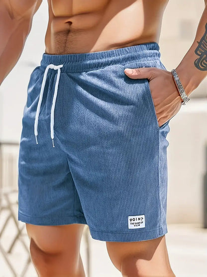 Fitted Ribbed Drawstring Side Pocket Waist Shorts