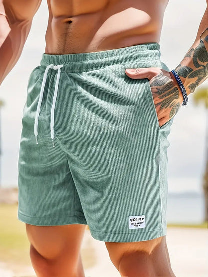 Fitted Ribbed Drawstring Side Pocket Waist Shorts