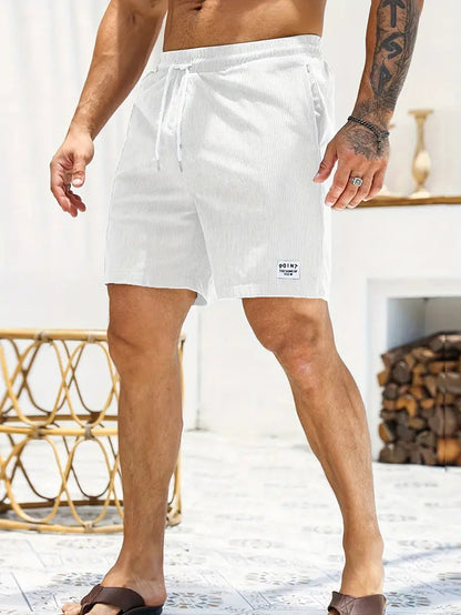Fitted Ribbed Drawstring Side Pocket Waist Shorts